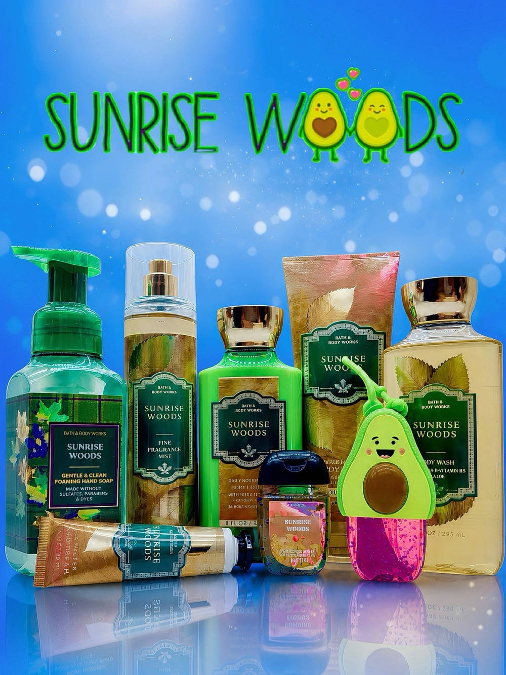 BBW Sunrise Woods 8 Pc Set + Avocado PocketBac Holder